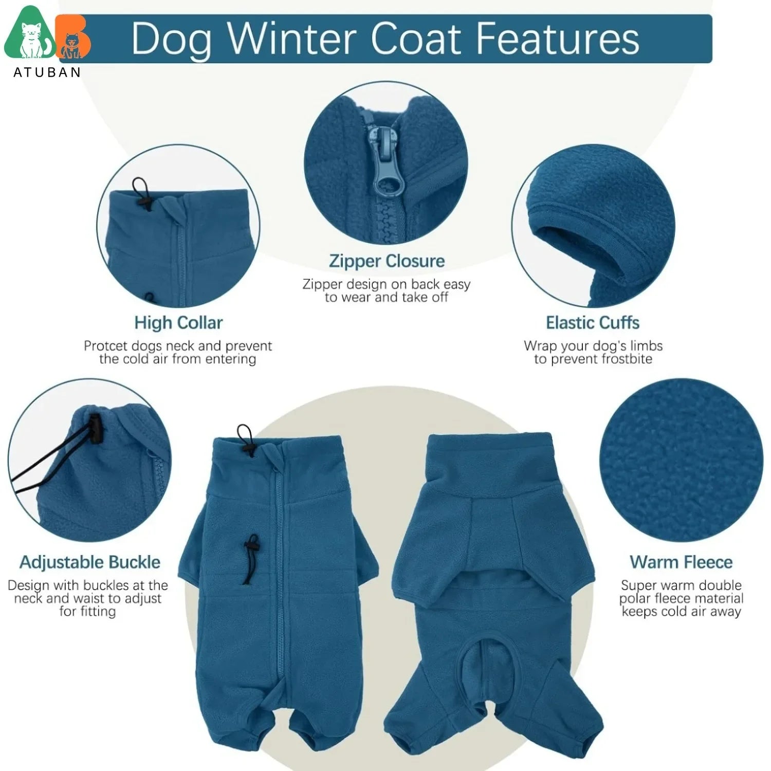 Fleece Waterproof Jumpsuit - PetLiveliest - PetLiveliest