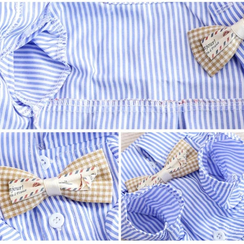 Blue Striped Bowknot Dog Shirt - PetLiveliest - PetLiveliest