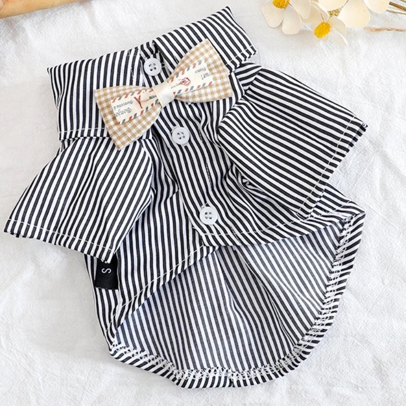 Blue Striped Bowknot Dog Shirt - PetLiveliest - PetLiveliest