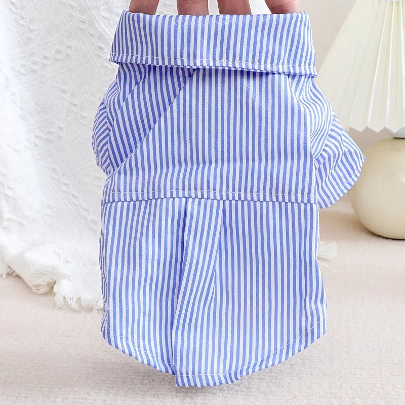 Blue Striped Bowknot Dog Shirt - PetLiveliest - PetLiveliest