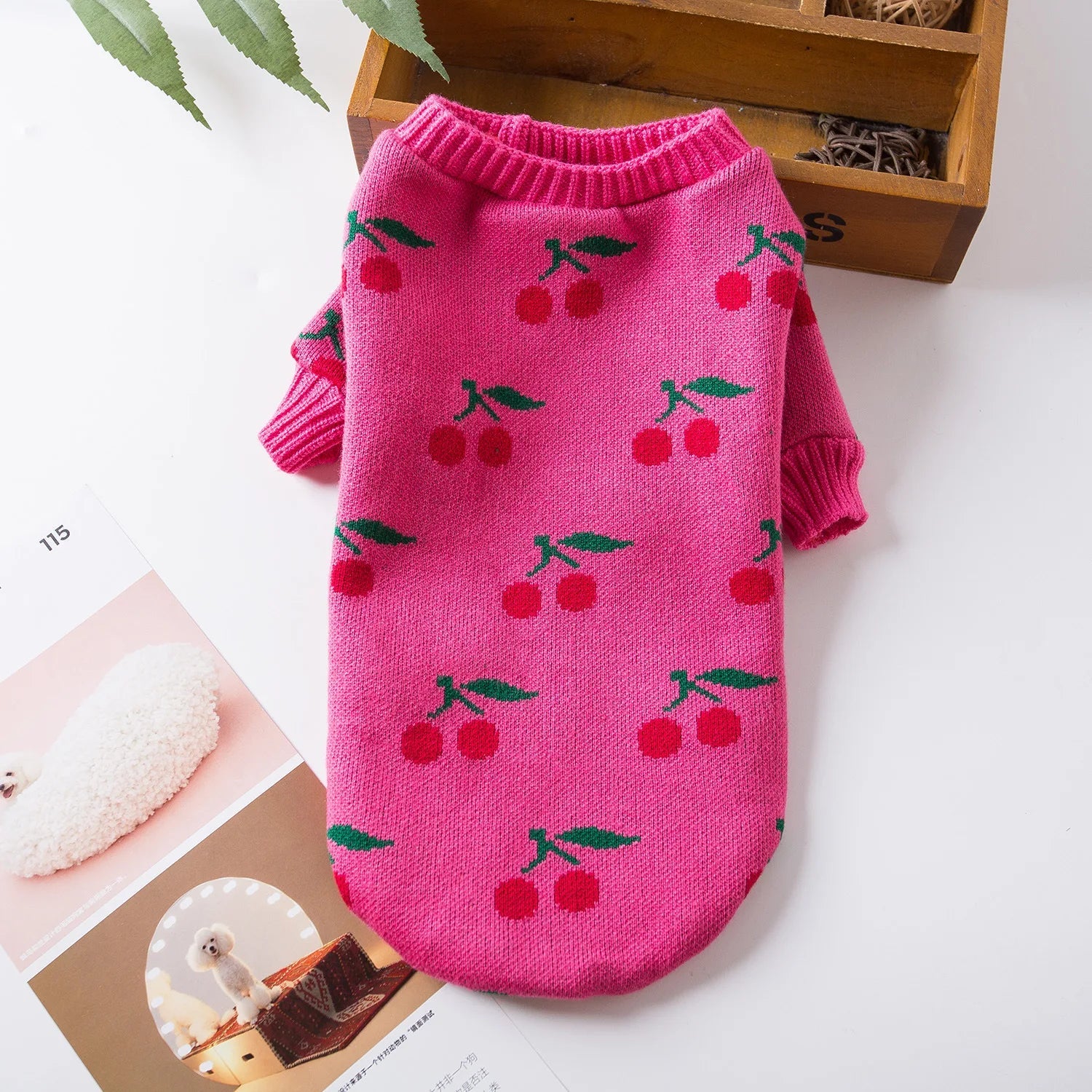 Cherry High Collar Dog Sweater - PetLiveliest - PetLiveliest