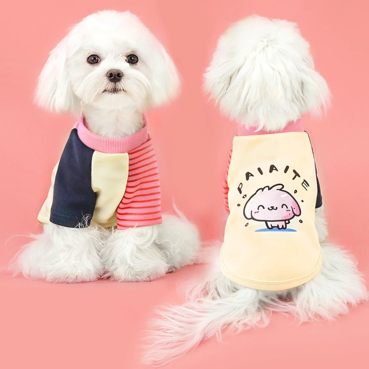Colorful Puppy Prints Shirt with Sleeves - PetLiveliest - PetLiveliest