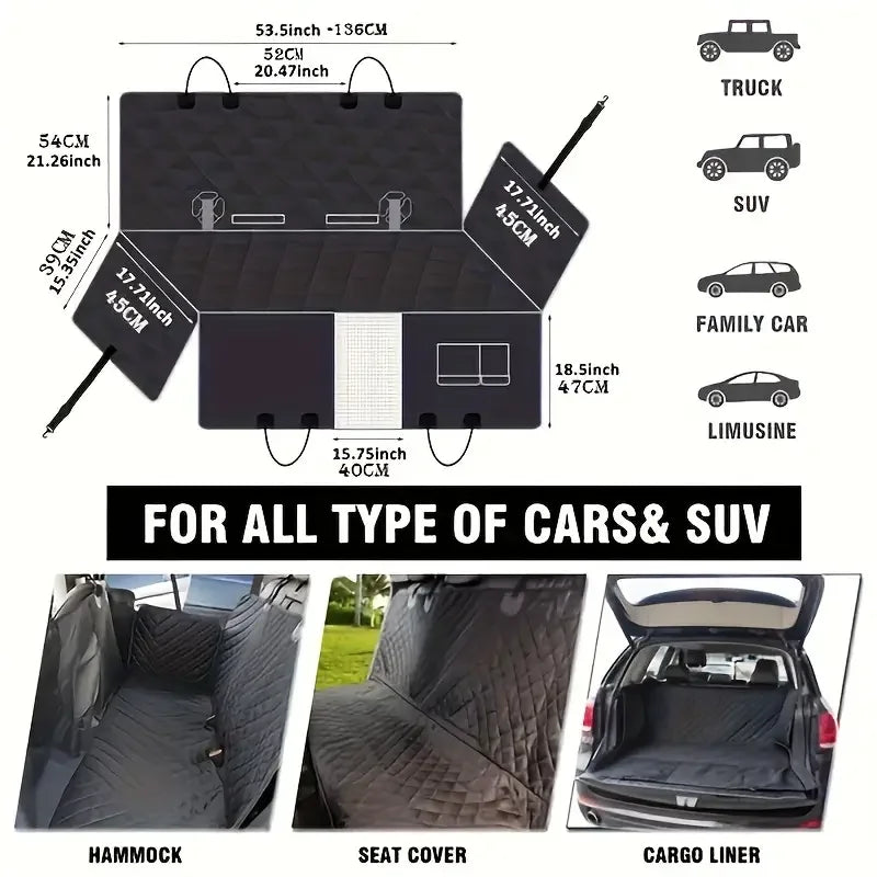 Dog Seat Cover for Back Seat 100% Waterproof Dog Car Seat Covers with Mesh Window Scratch Prevent Anti - slip Dog Car Hammock - PetLiveliest - PetLiveliest