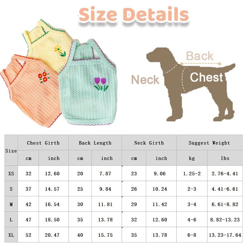 Flower Pattern Soft Dog Vest - PetLiveliest - PetLiveliest