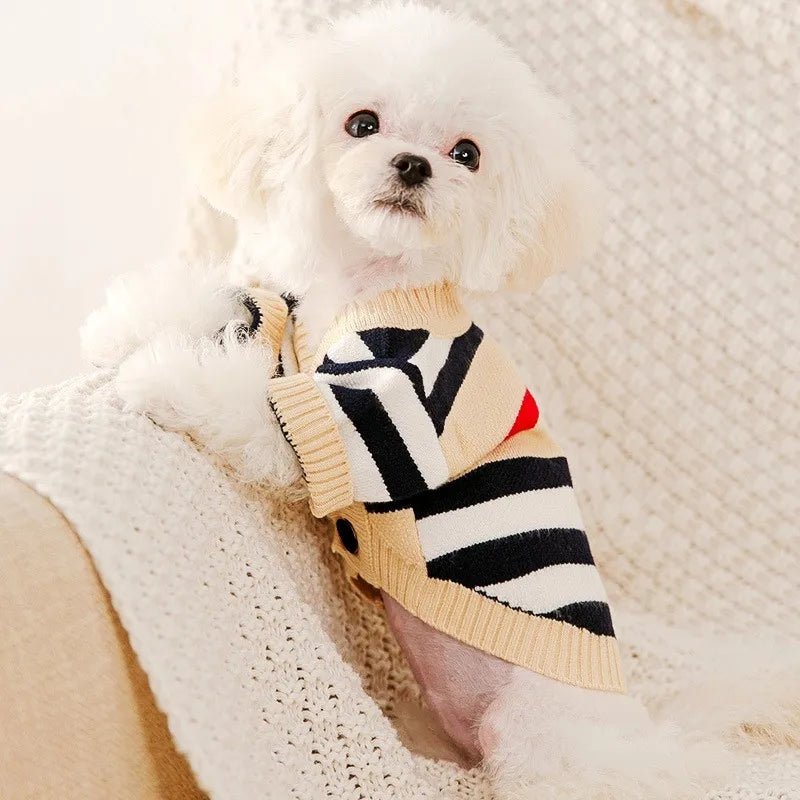 Luxury Striped Pet Cardigan Sweater - PetLiveliest - PetLiveliest