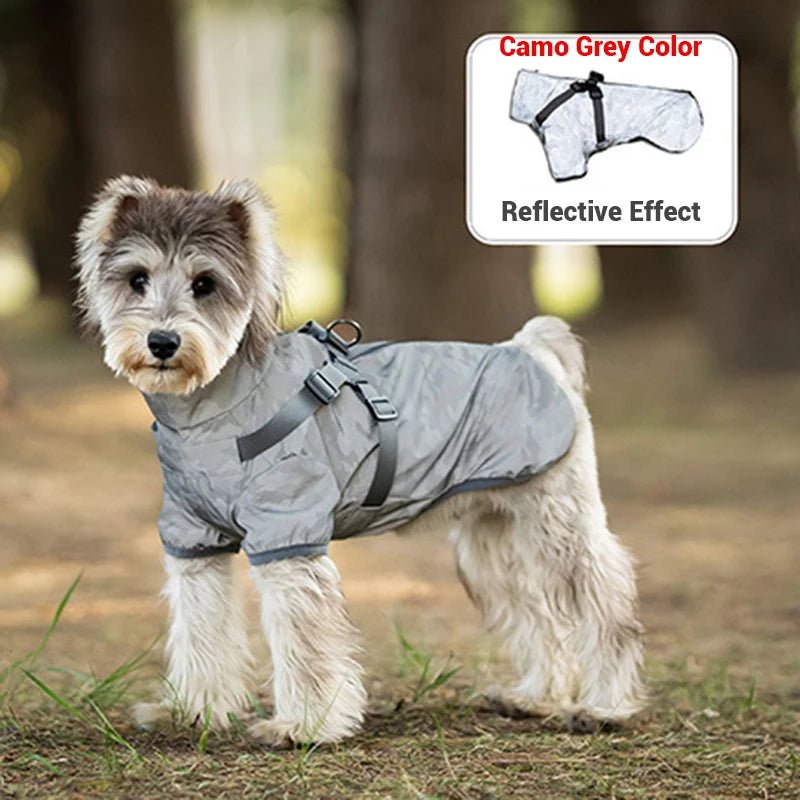 Reflective Waterproof Dog Rain Jacket with Harness for Jungle Camping - PetLiveliest - PetLiveliest