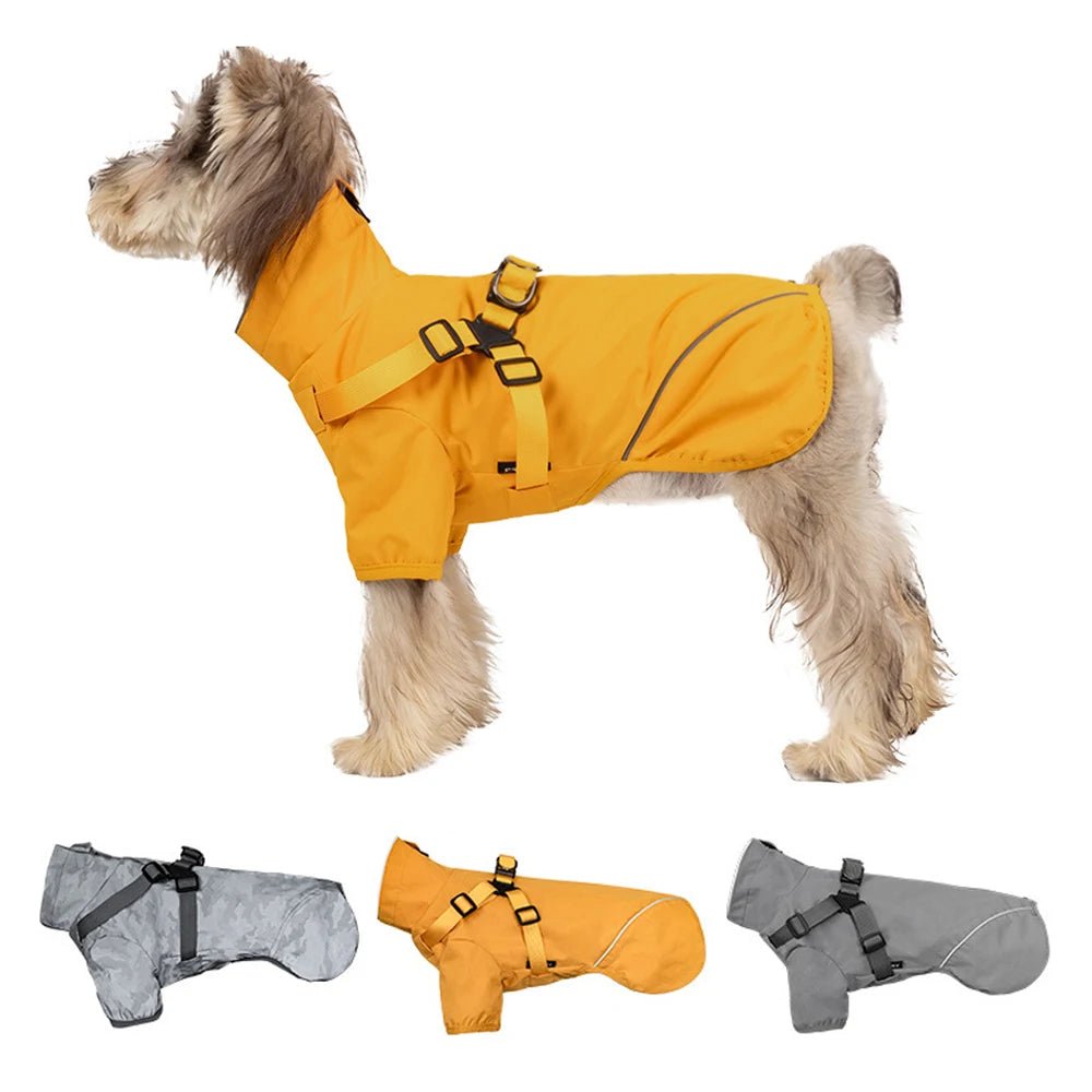 Reflective Waterproof Dog Rain Jacket with Harness for Jungle Camping - PetLiveliest - PetLiveliest