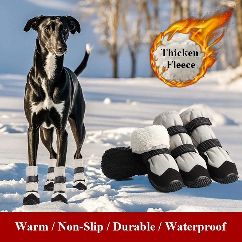 Thicken Fleece Lining Non - Slip Waterproof Ripstop Snow Booties - PetLiveliest - PetLiveliest