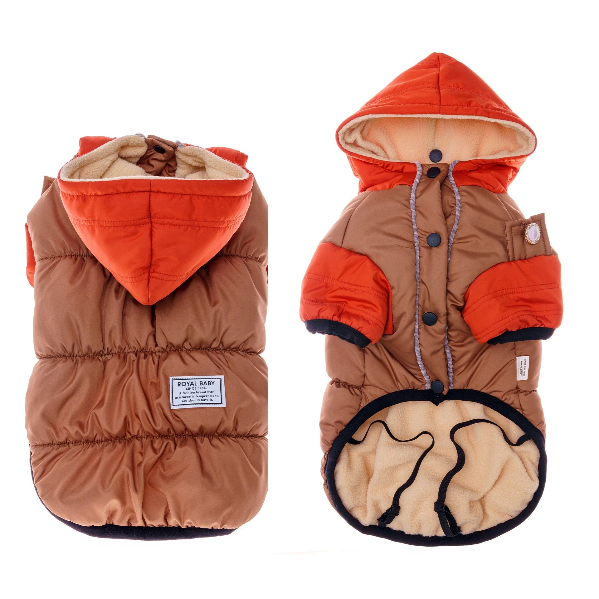 Thicken Warm Polar Fleece Lining Dog Hooded Coat - PetLiveliest - PetLiveliest