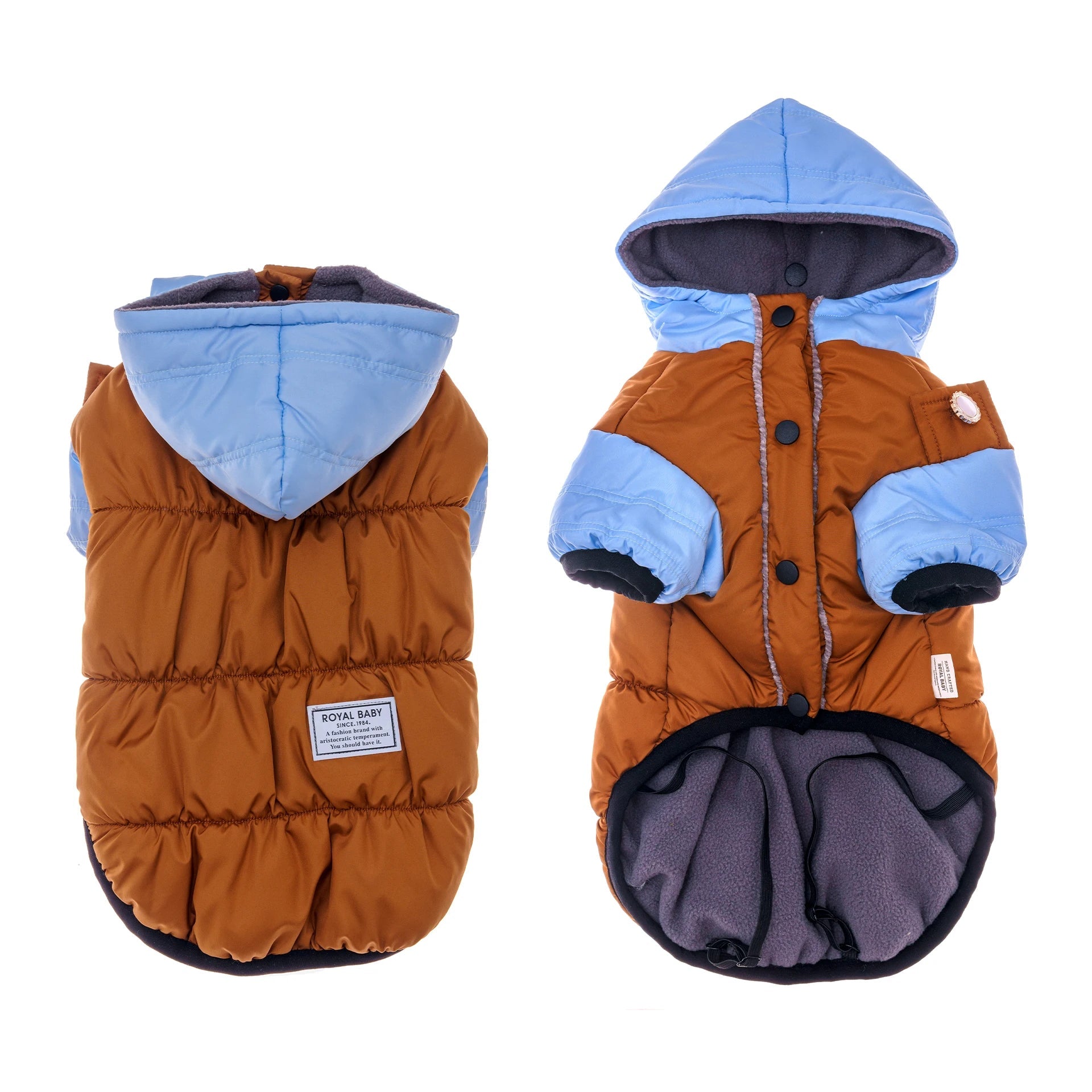 Thicken Warm Polar Fleece Lining Dog Hooded Coat - PetLiveliest - PetLiveliest