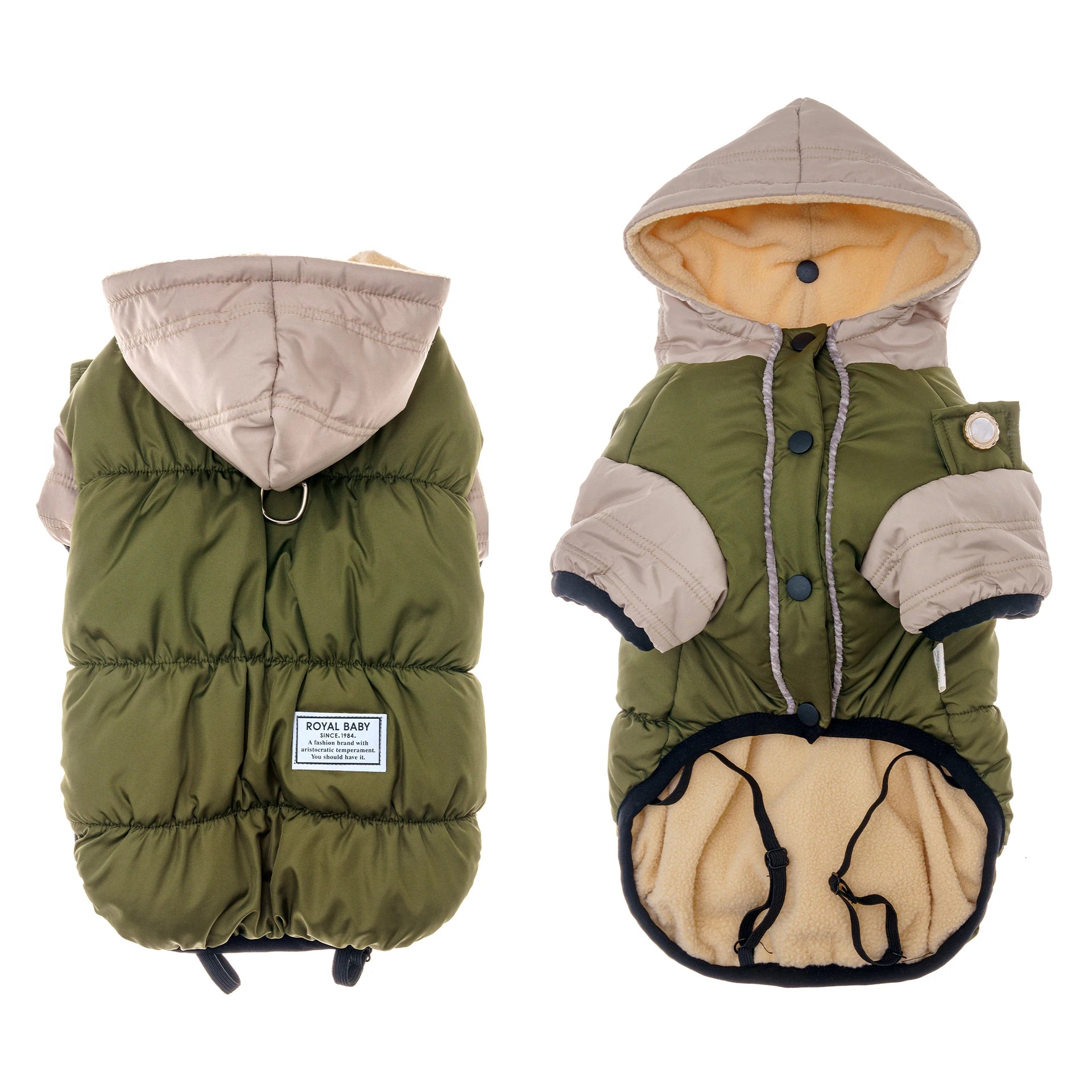 Thicken Warm Polar Fleece Lining Dog Hooded Coat - PetLiveliest - PetLiveliest