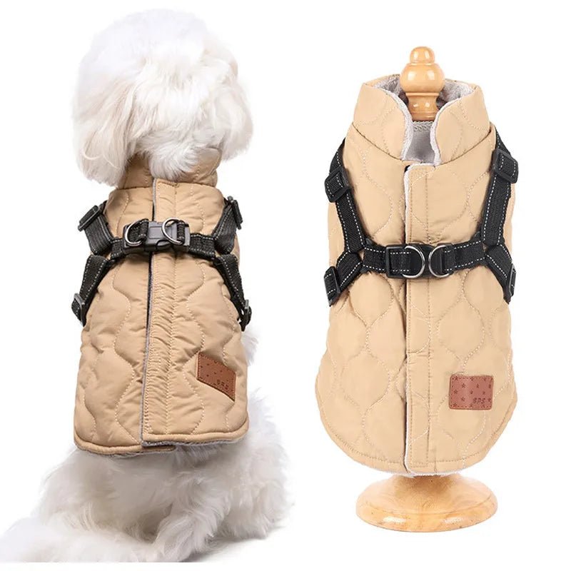Warm Padded Dog Jacket with Harness - PetLiveliest - PetLiveliest