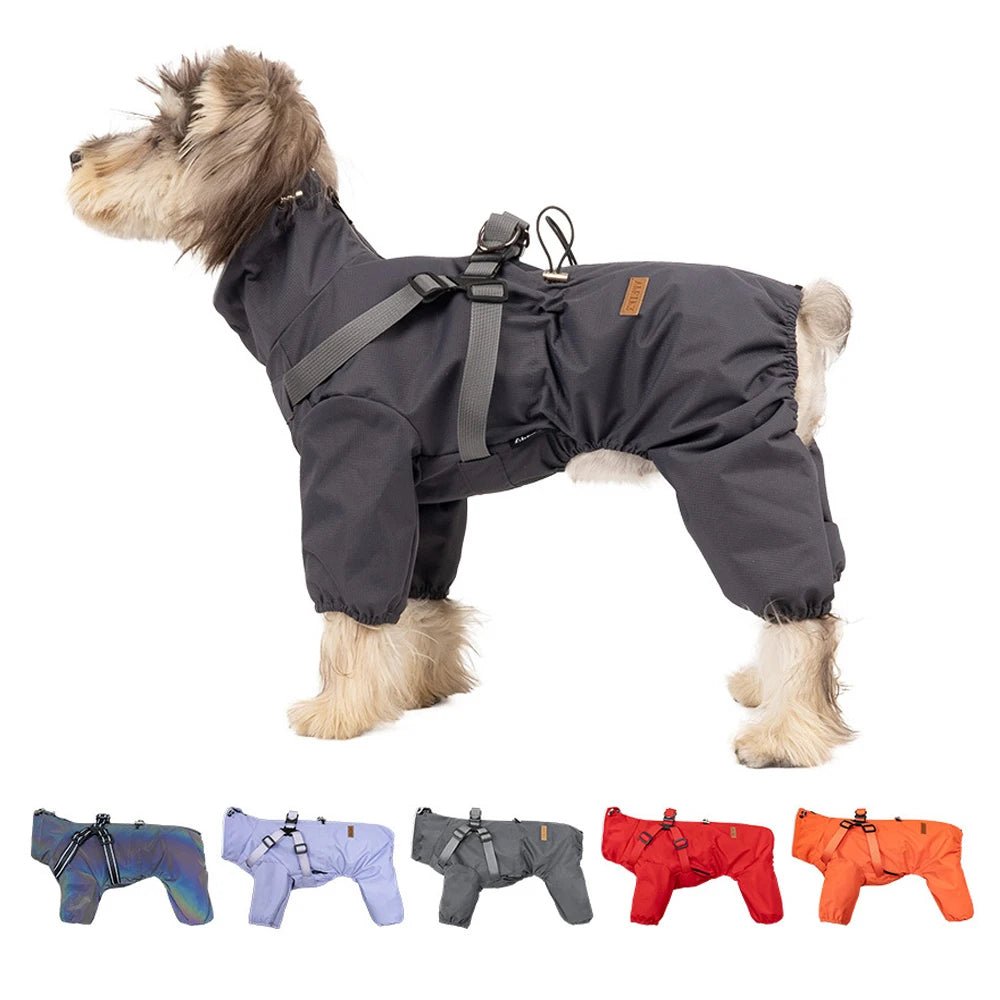 Waterproof Adjustable Reflective Raincoat with Harness - PetLiveliest - PetLiveliest