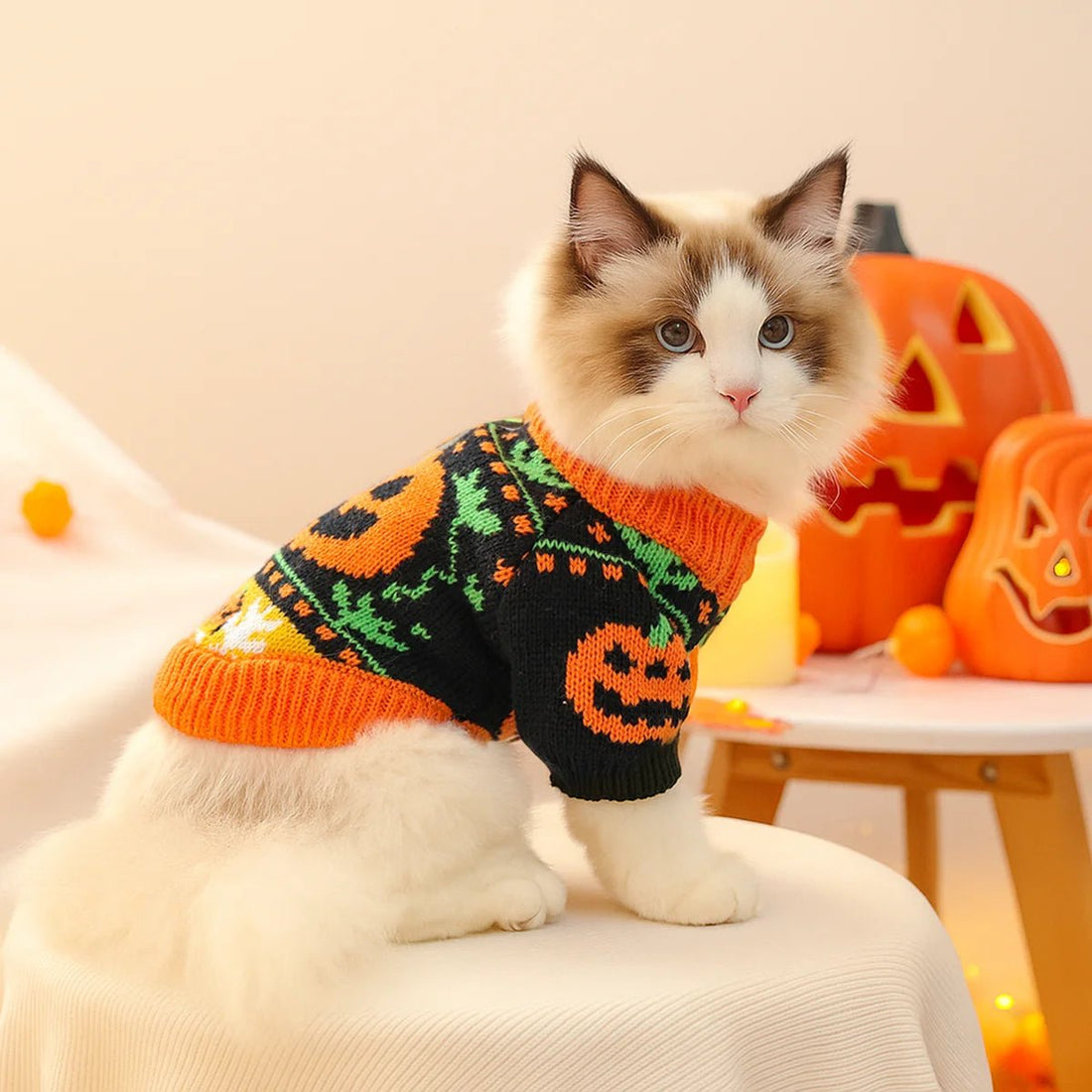 Cute Pumpkin Halloween Sweater for Pets - PetLiveliest - PetLiveliest