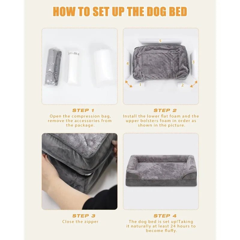 Orthotic Large Dog Bed | Waterproof, Washable Sofa Bed with Non - Slip Bottom - PetLiveliest - PetLiveliest