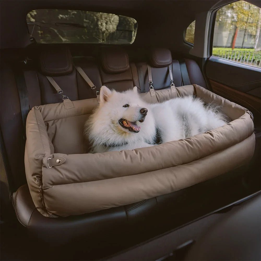 Pet Outing Lathe Luxury Faux Leather Dog Car Seat Booster Bed - PetLiveliest - PetLiveliest