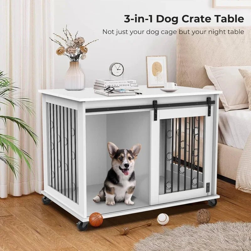 Rustic Wood Dog Crate Furniture | Dog Fence - PetLiveliest - PetLiveliest