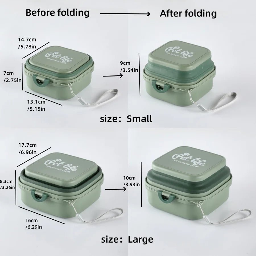 Thickened Folding Pet Bowls Outdoor Double Bowls Tableware Travel Feeder - PetLiveliest - PetLiveliest