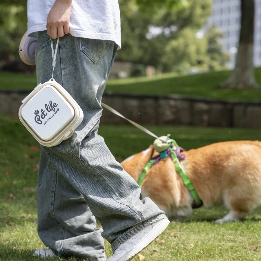 Thickened Folding Pet Bowls Outdoor Double Bowls Tableware Travel Feeder - PetLiveliest - PetLiveliest